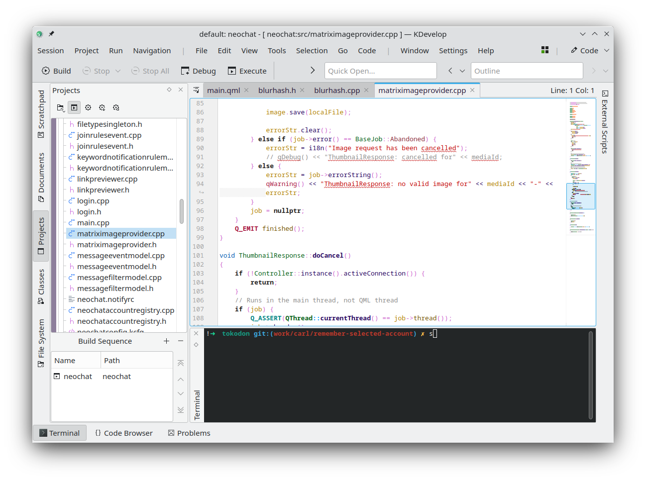La finestra principale con editor di codice, integrazione del terminale e file di progetto